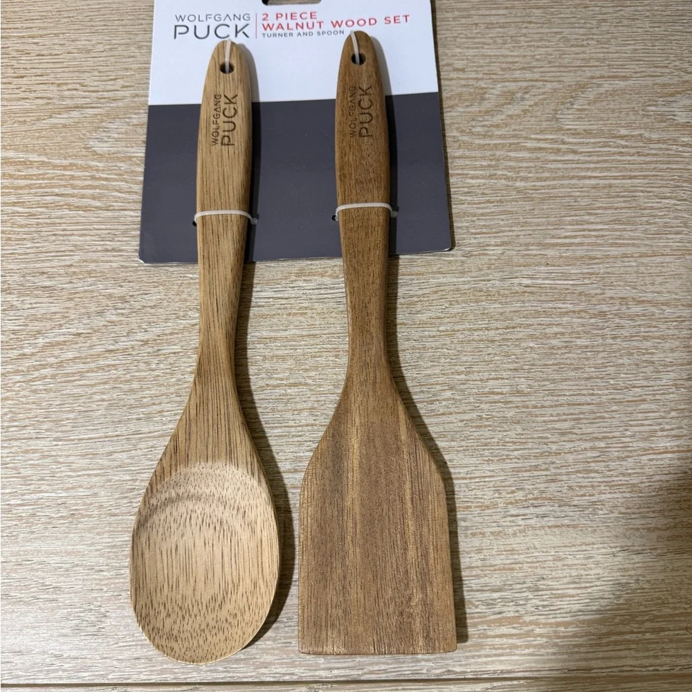 Wolfgang Puck Walnut Wood Turner and Spoon Set